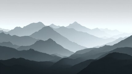 Misty mountains landscape