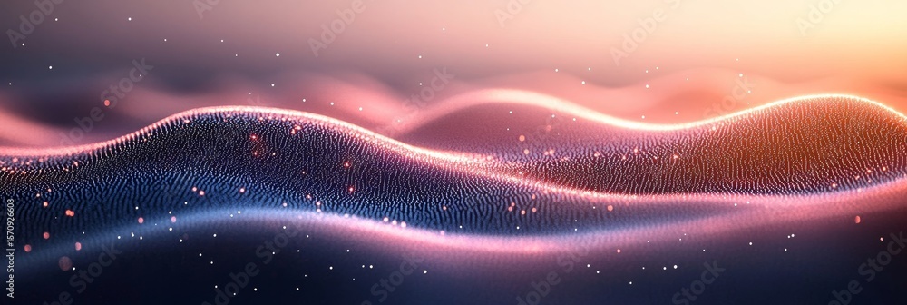 Poster abstract technology background featuring digital data streams in pink and blue for neural networks