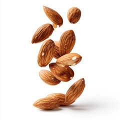 Falling Almonds: A Nutritious Snack , white background cut out PNG