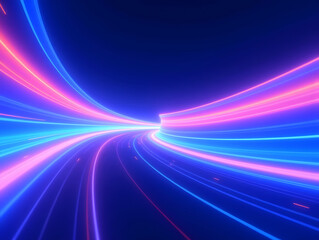 Neon blue light abstract visual geometric motion graphics technology digital concept background