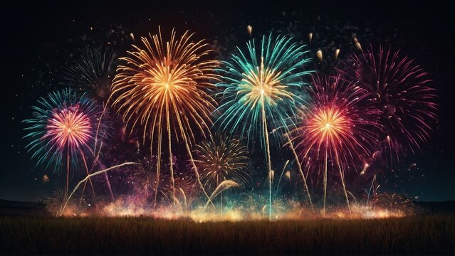 Colorful ribbons and fireworks,Adobe Illustrator Artwork
