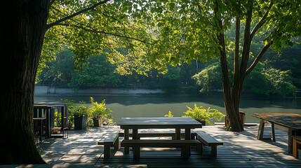  A mid-journey pause at a peaceful riverside patio, taking in the scenic surrounding (1)