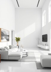 White living room and dining room corner Empty room interior design architecture blank design room