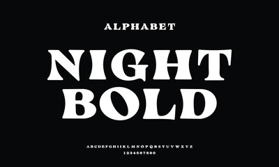 Night Bold  is Elegant  Bold Font Uppercase and Number. Classic Lettering Minimal Fashion Designs. Typography modern serif fonts regular decorative vintage concept. vector illustration