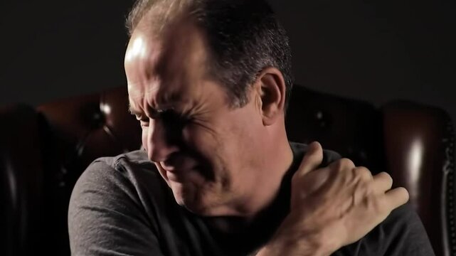 homme ressent une douleur vive &agrave; l'&eacute;paule.	