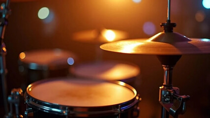 Cymbal of a drum set. Close up. 