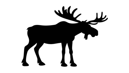 Obraz premium Deer silhouette vector illustration with antlers on white background