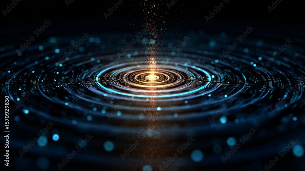 Poster a dynamic shot of a wi-fi signal being represented by a series of concentric circles emanating from 