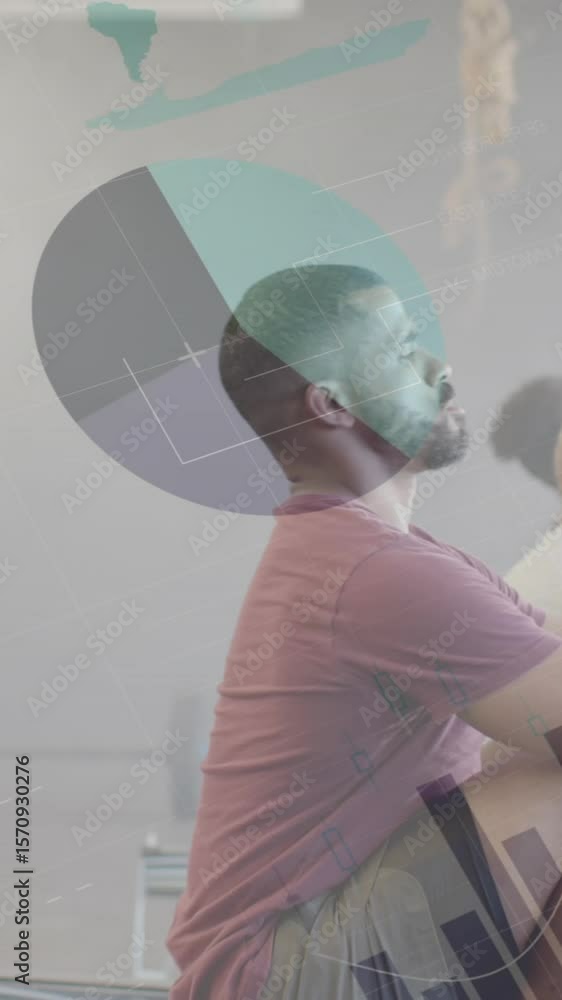 Poster animation of interface processing data over diverse group training on rowing machines at gym