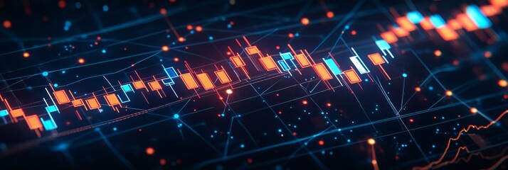 Fototapeta premium Financial Markets Investment Analysis Diagram with Rising Share Values and Growth Trends Displayed