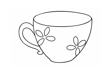 Floral teacup outline flower