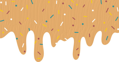 a dripping icing or frosting with colorful sprinkles on top.