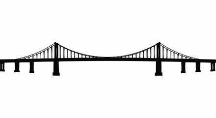 Obraz premium Bridge Over Water Silhouette on White