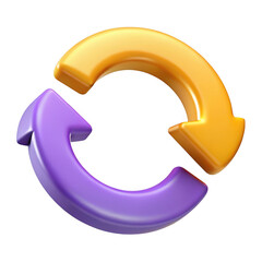 3d circular arrows refresh icon isolated on transparent background