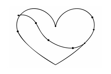 Black heart shape with curved lines and dots white