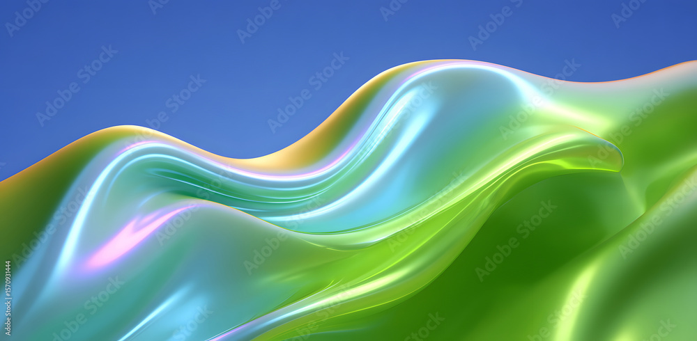 Poster stylish corrugated dynamic high-end green mixed color fluid gradient abstract background
