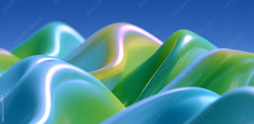 Poster stylish corrugated dynamic high-end green mixed color fluid gradient abstract background