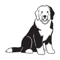 Artistic Old English Sheepdog digital profile, with a striking minimalist aesthetic - Old English Sheepdog silhouette - Old English Sheepdog Vector - dog silhouette

