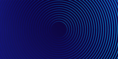 Obraz premium Abstract blue glowing geometric lines on dark blue background. Modern shiny blue circle lines pattern. Futuristic technology concept. Suit for cover, poster, banner, brochure, header, website