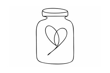 Simple jar with heart outline container bottle