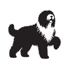 Fluffy Old English Sheepdog digital profile, with clean, sharp edges - Old English Sheepdog silhouette - Old English Sheepdog Vector - dog vector

