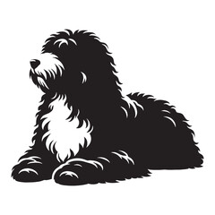 Playful Old English Sheepdog black vector graphic, reflecting its cheerful spirit - Old English Sheepdog silhouette - Old English Sheepdog Vector - dog silhouette

