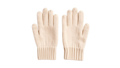 Obraz premium Cream knitted gloves isolated on transparent background
