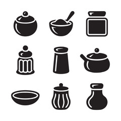 Salt Cellar Icons set Collection
