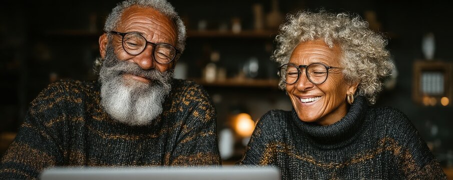 Senior couple enjoying quality time together with warm smiles.