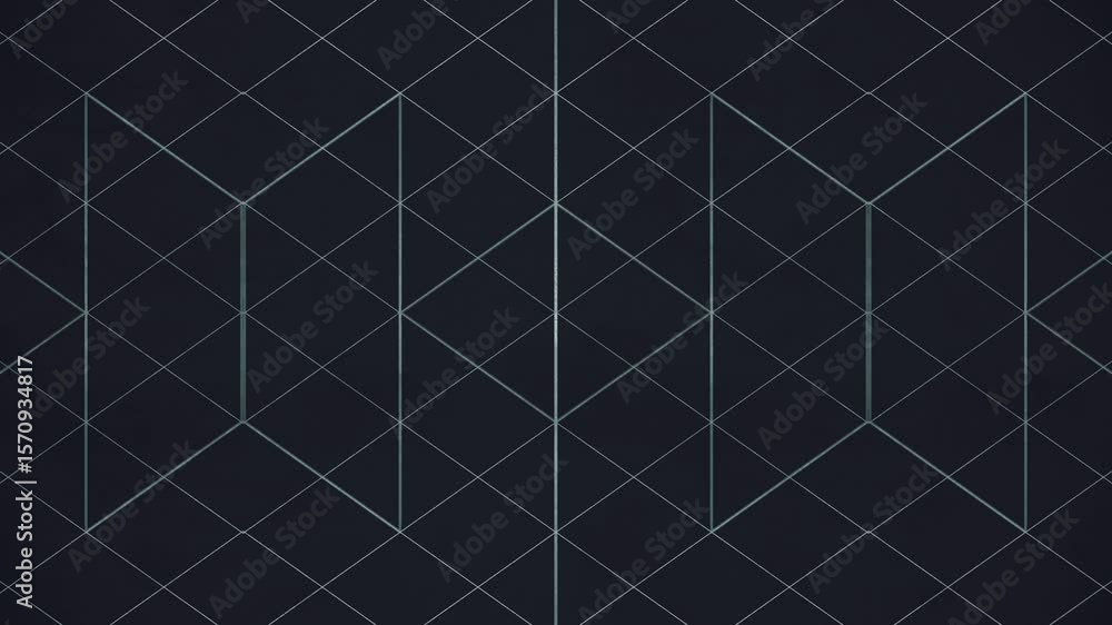 Poster transformation of a symmetrical pattern of white contours. 3d rendering 4k