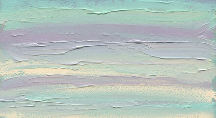 Painted brushstroke texture in soft pastel layers (mint, lilac, cream), with visible strokes and artistic depth