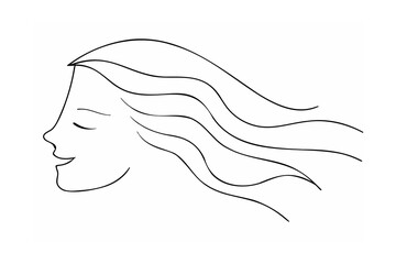 Elegant woman profile with flowing hair face