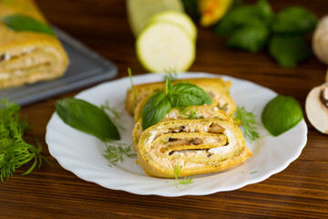 Delicious zucchini appetizer with cheese filling