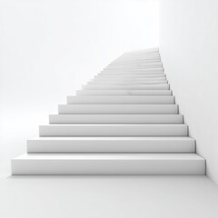 Minimalist White Staircase Design , white background cut out PNG