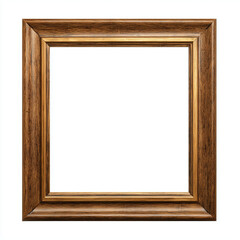 Wooden Picture Frame with Golden Accents , white background cut out PNG