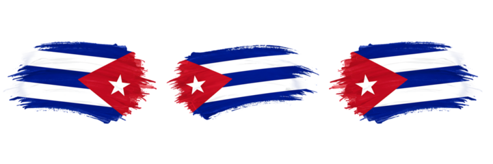 Cuba Flag Brush Stroke Set on Transparent Background

