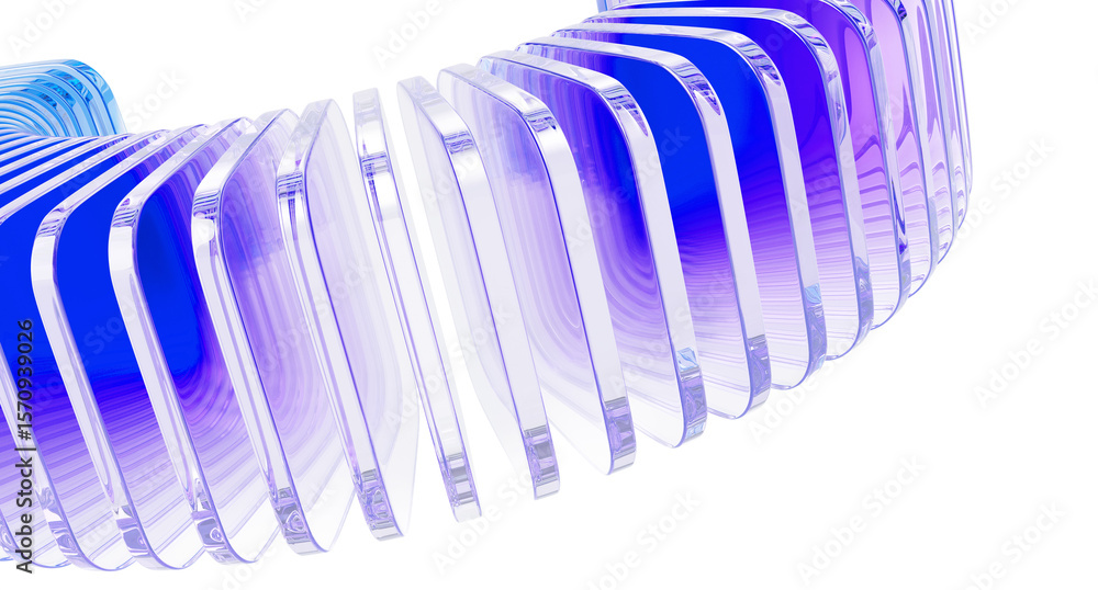 Poster hologram glass shapes dynamic 3d background. abstract bg with row of crystal square plates. holograp