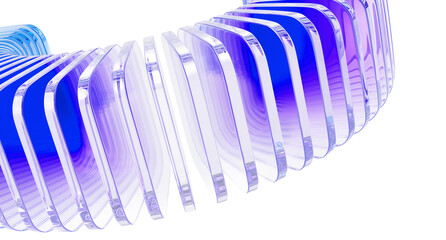 Hologram glass shapes dynamic 3d background. Abstract bg with row of crystal square plates. Holographic light transparent gradient wave line pattern. Render digital tech banner