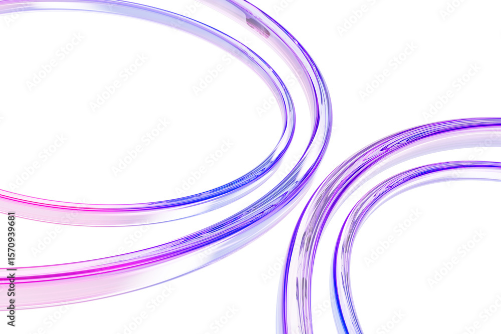 Poster holographic fluid glass circle line 3d background. abstract transparent circular tape shape pattern 