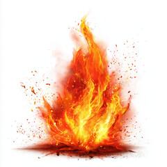 Fiery Blaze in Vivid Colors , white background cut out PNG