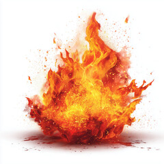 Fiery Explosion Abstract Art , white background cut out PNG