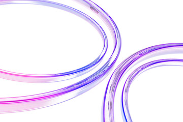 Holographic fluid glass circle line 3d background. Abstract transparent circular tape shape pattern with rainbow light texture. Render gradient liquid crystal ring with motion effect