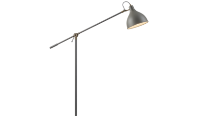 Modern Gray Floor Lamp with Adjustable Arm.