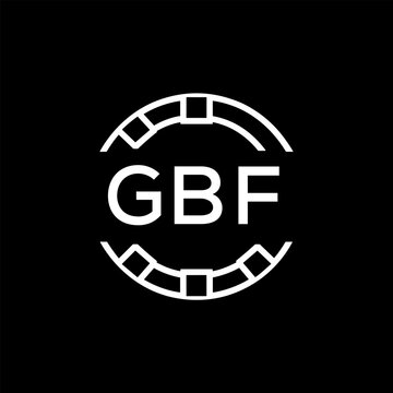 GBF Creative Letter mark Badge Logo Design, GBF Later Logo, Geometric Monogram Logo on Black Background, GBF  Later Logo, Contemporary Minimal Logo for Business Identity.
