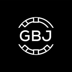 GBJ Creative Letter mark Badge Logo Design, GBJ Later Logo, Geometric Monogram Logo on Black Background, GBJ  Later Logo, Contemporary Minimal Logo for Business Identity.

