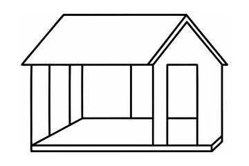 Simple house outline with open porch home building
