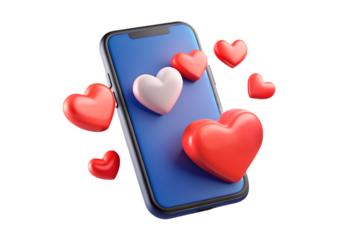 Dating App on Smartphone with Hearts