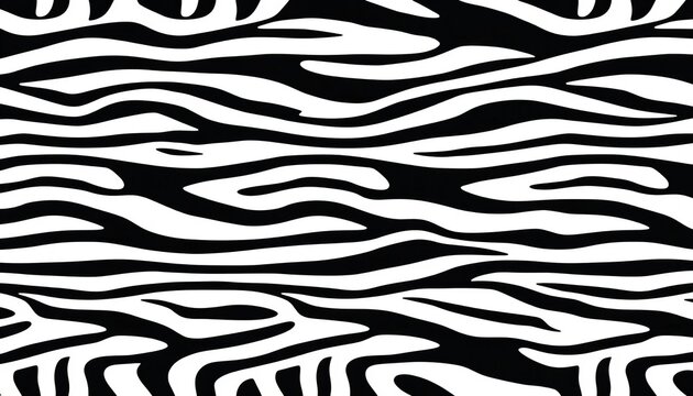 Abstract geometric zebra stripes seamless pattern Black and white background design element, seamless,  trendy