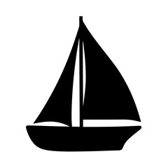 Fototapeta premium Silhouette of a sailboat gliding on the water, a peaceful maritime scene