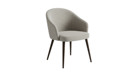 Modern Gray Upholstered Armchair on White.